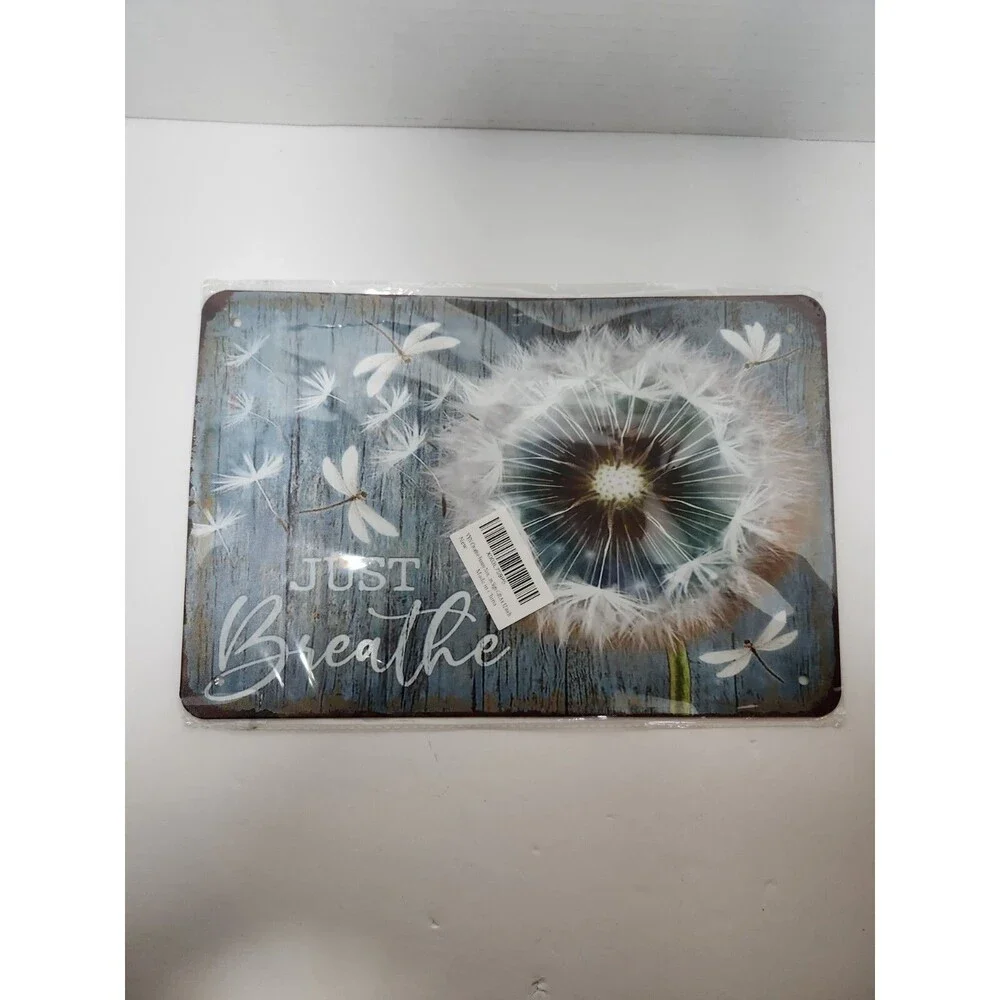 8X12 Just Breathe Tin Sign